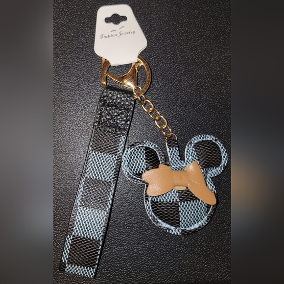 Blue Checkered Minnie Keychain/Bag Charm - Picture 2 of 2